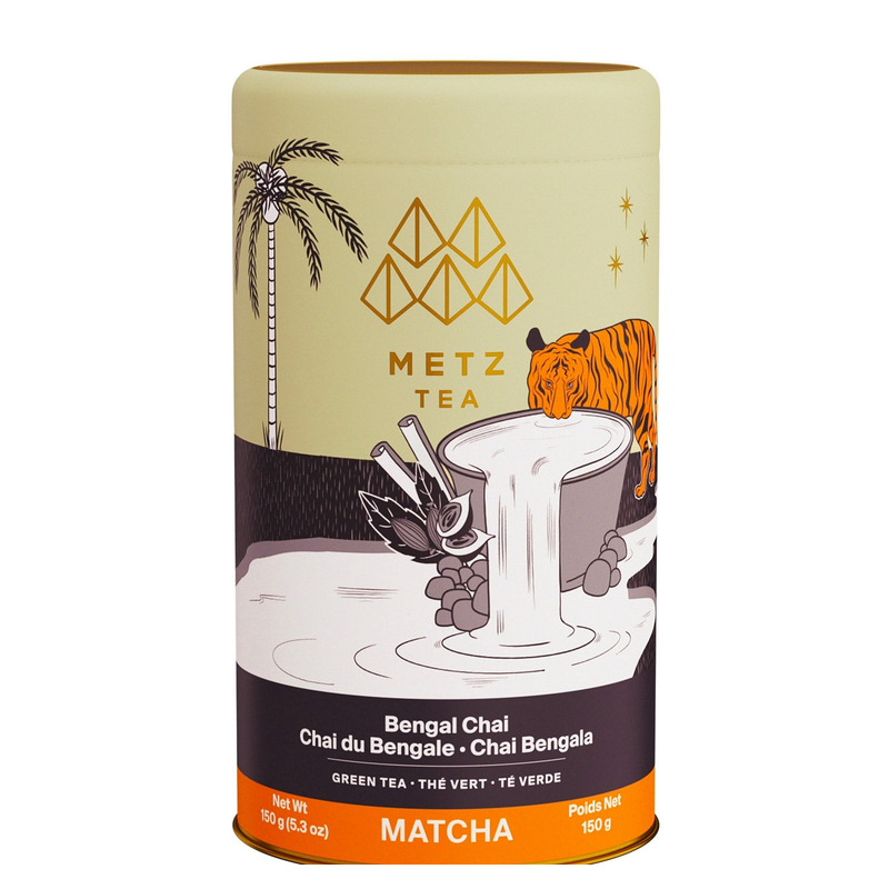 Tarro de Bengal Club Chai Green Tea Matcha Metz, 150 g