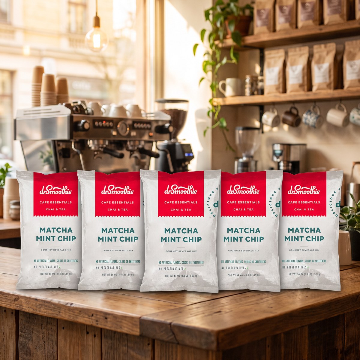 Caja 5 Bolsas Matcha Mint Chip Dr. Smoothie: 5 bolsas de 1,6 kg