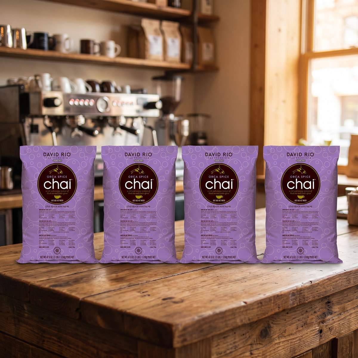 Caja 4 Bolsas Orca Spice Sugar Free: 4 bolsas David Rio Orca Spice Chai de 1,35 kg