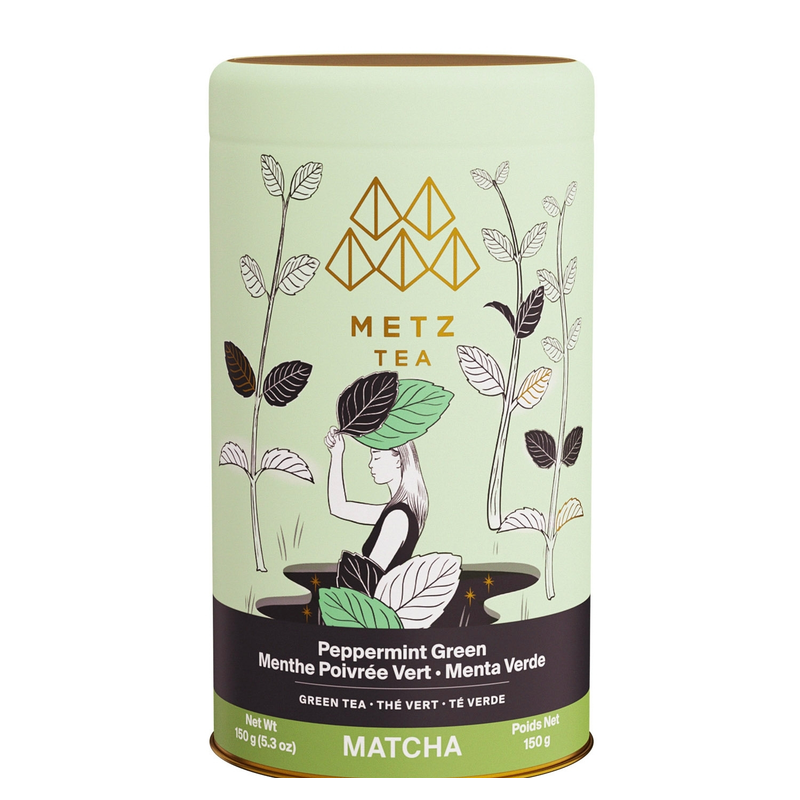 Tarro de Peppermint Green Tea & Herbal Matcha Metz, 150 g