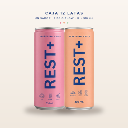 Caja 12 latas REST+ · un sabor (Rise o Flow)