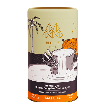 Tarro de Bengal Club Chai Green Tea Matcha Metz, 150 g