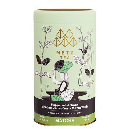 Tarro de Peppermint Green Tea & Herbal Matcha Metz, 150 g